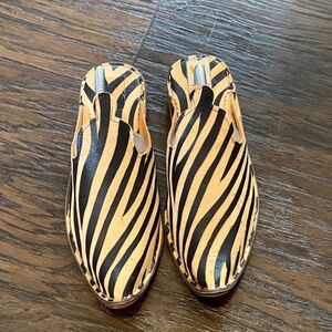 Moroccan Belgha Babouche leather zebra hair print slip on artisan loafers